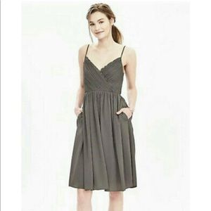 Banana Republic Pacific Taupe Grey Strappy Crossover Vee Cocktail Dress